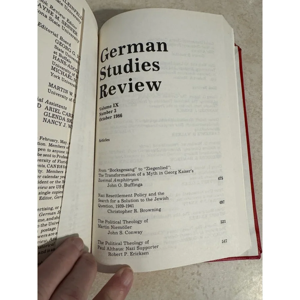 German Studies Review Volume IX 1986 Bound Journal Issues 1-3 History Literature